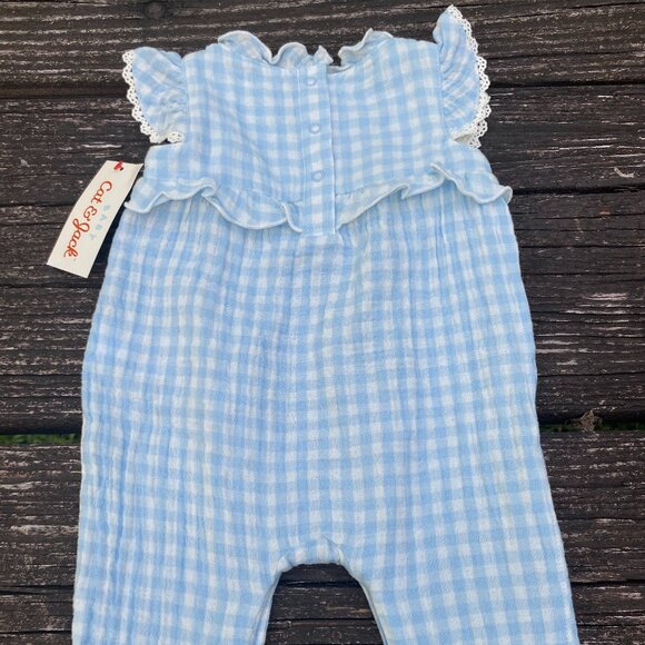 NWT Cat & Jack Baby Girls One Piece Blue/White  Size 0-3M - Picture 2 of 5